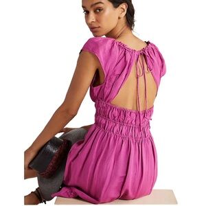 Anthropologie Smocked Waist Mini Dress Pink SMALL